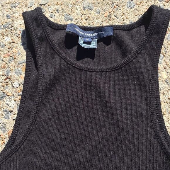 French Connection Black Side Cut Out Ribbed MIDI Dress - Picture 5 of 7